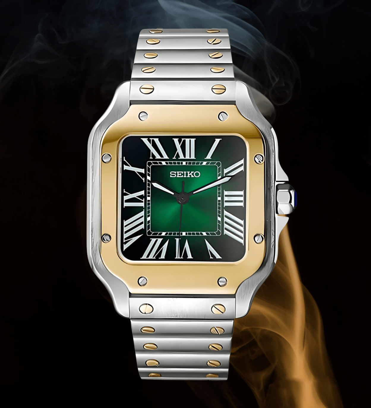 Seiko Mod Santos Twotone Green - Watches By Cody