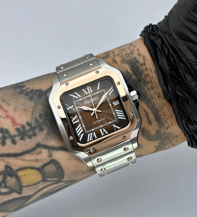Seiko Mod Santos Twotone Mocha - Watches By Cody