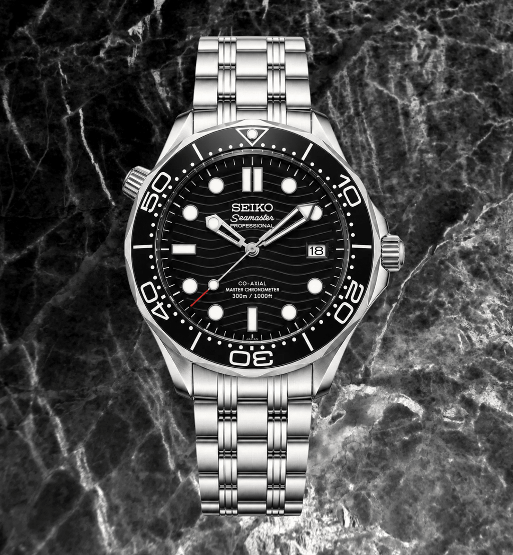 Seiko Mod Seamaster Black - Watches By Cody