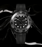 Seiko Mod Seamaster Black Silicone - Watches By Cody
