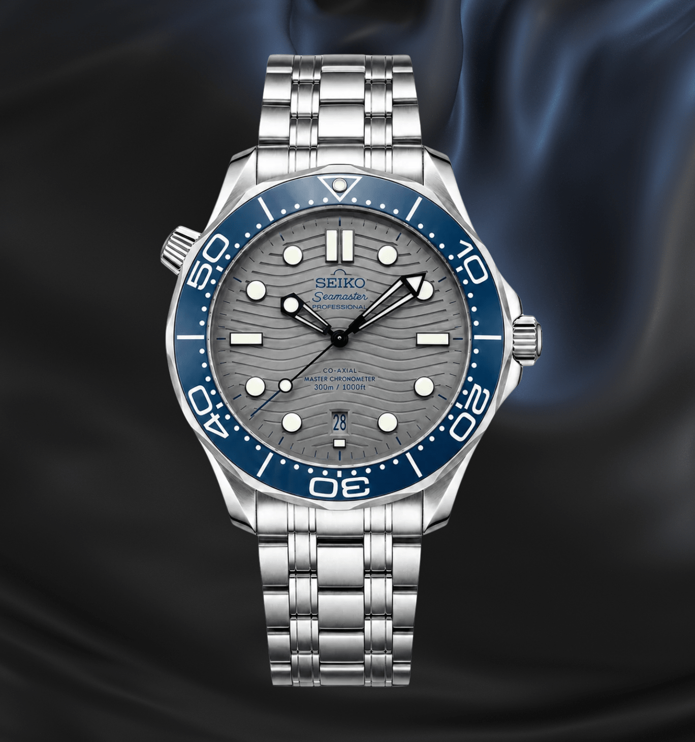 Seiko Mod Seamaster Blue Grey - Watches By Cody