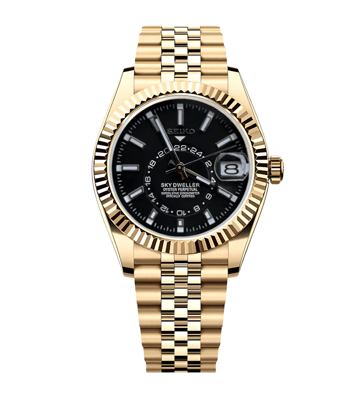 Seiko Mod Sky-Dweller Gold Black - Watches By Cody