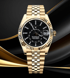 Seiko Mod Sky-Dweller Gold Black - Watches By Cody