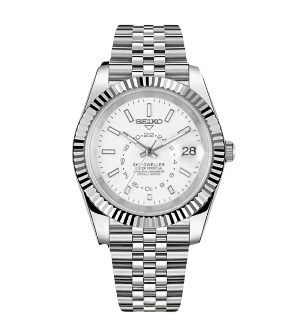 Seiko Mod Sky-Dweller White - Watches By Cody