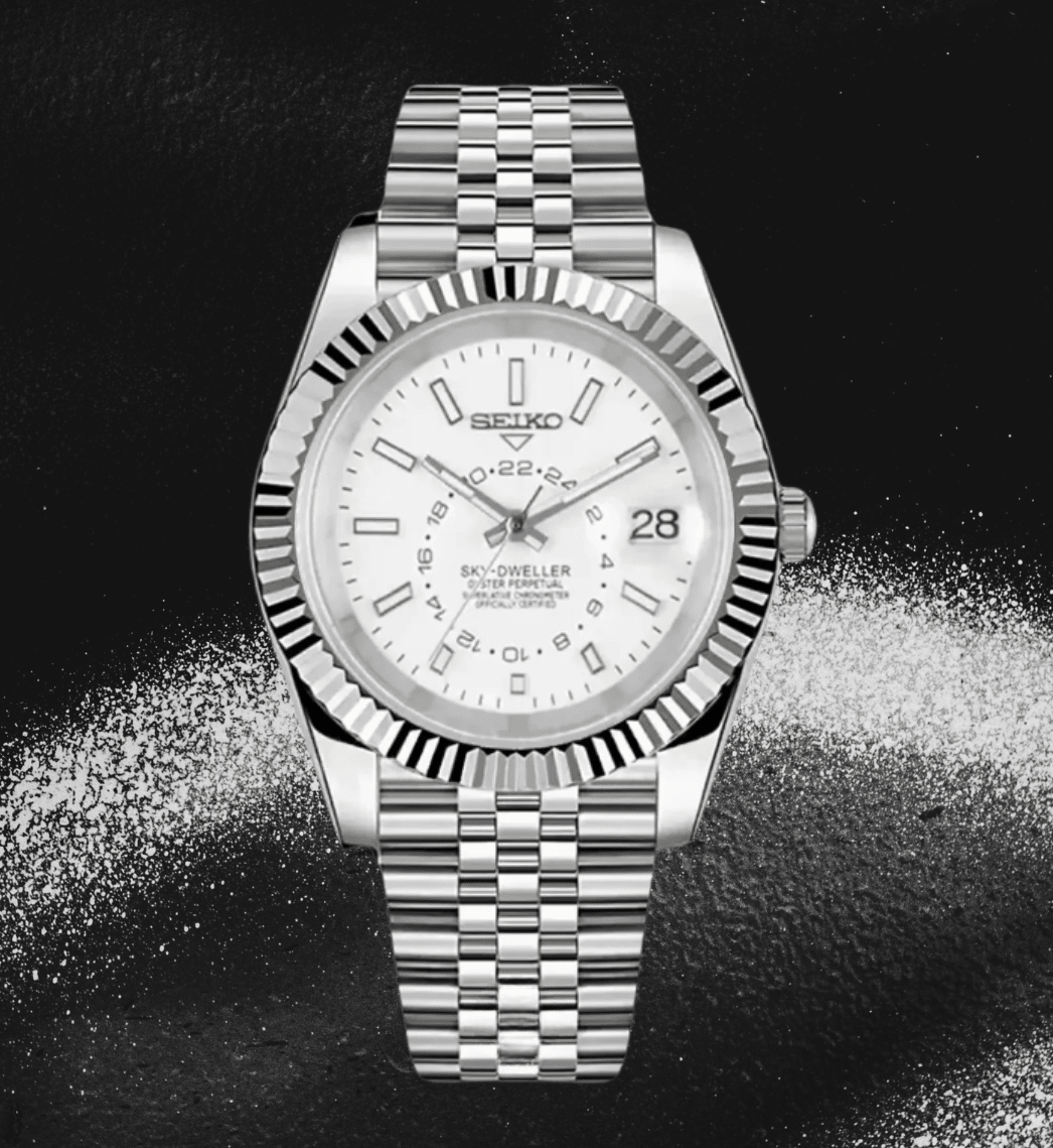 Seiko Mod Sky-Dweller White - Watches By Cody