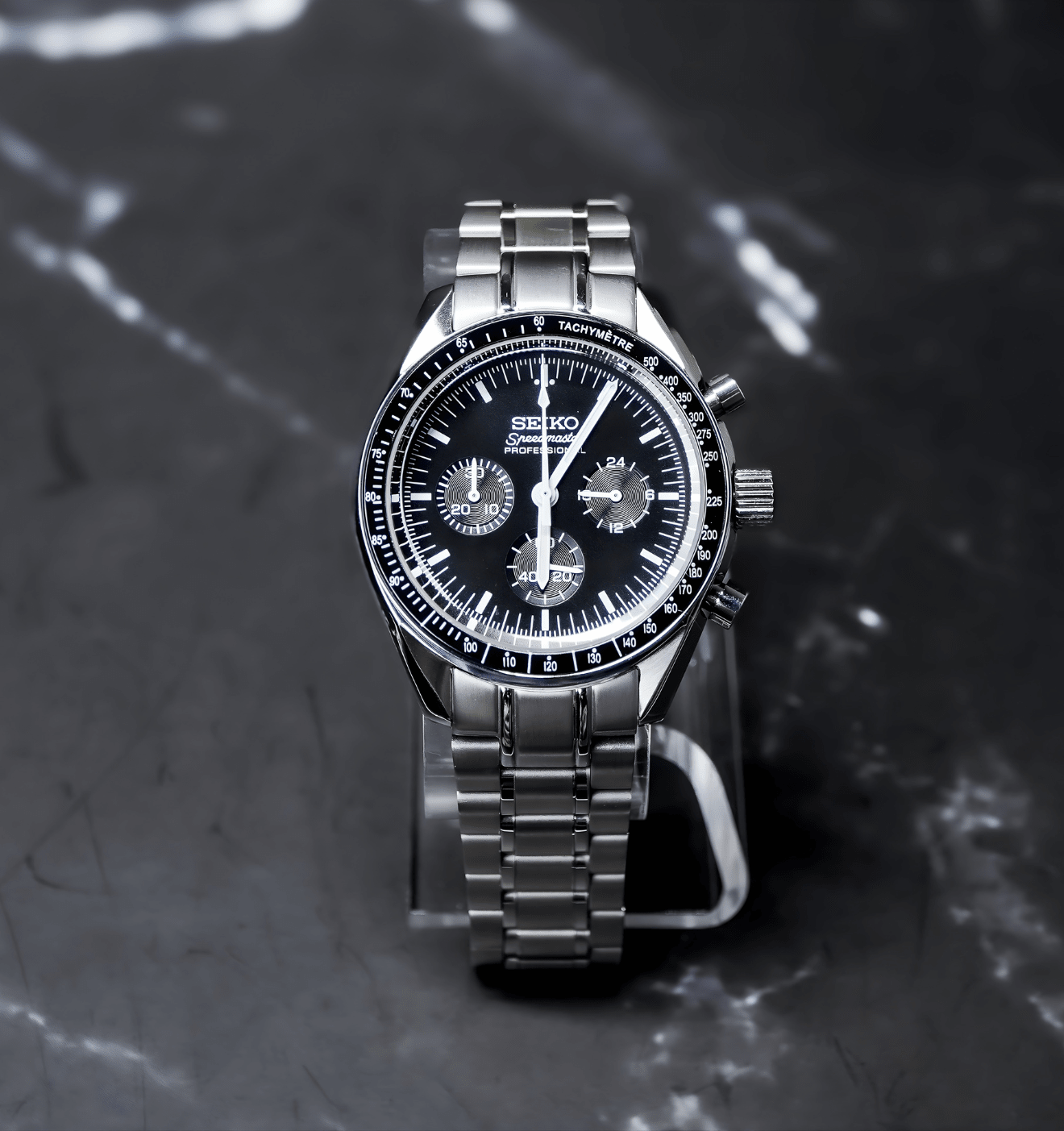 Seiko Mod Speedmaster Black - Watches By Cody