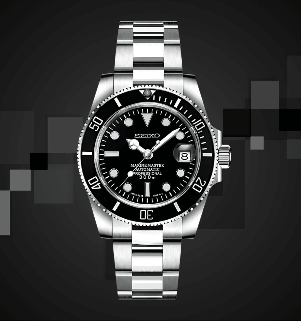 Seiko Mod Submariner Black - Watches By Cody