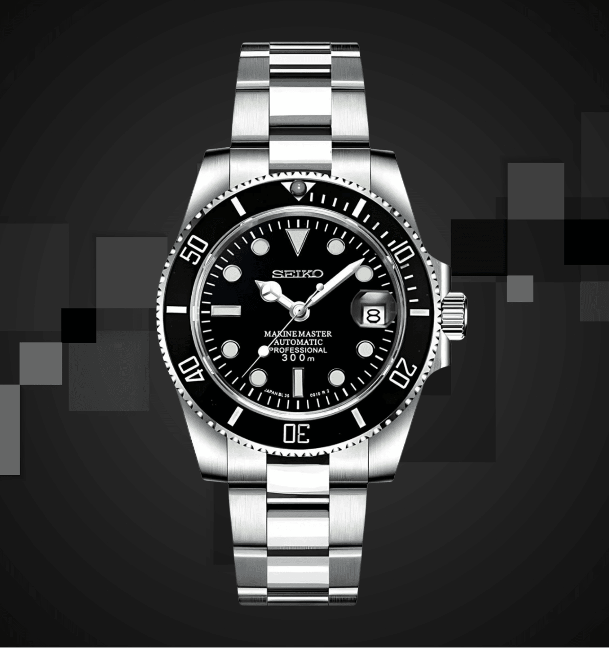Seiko Mod Submariner Black - Watches By Cody