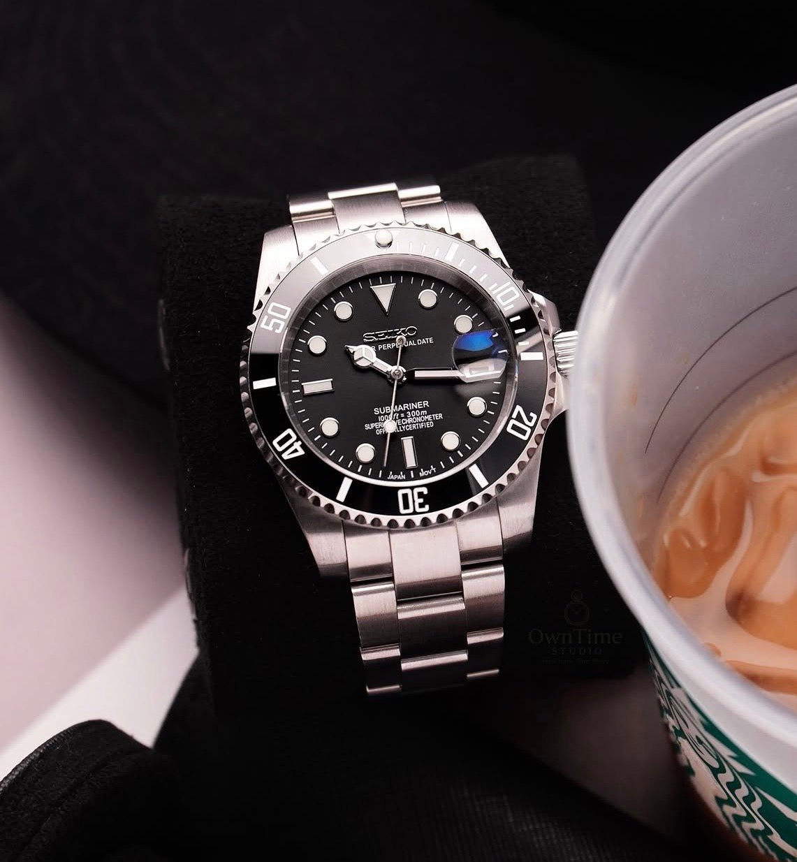 Seiko Mod Submariner Black - Watches By Cody
