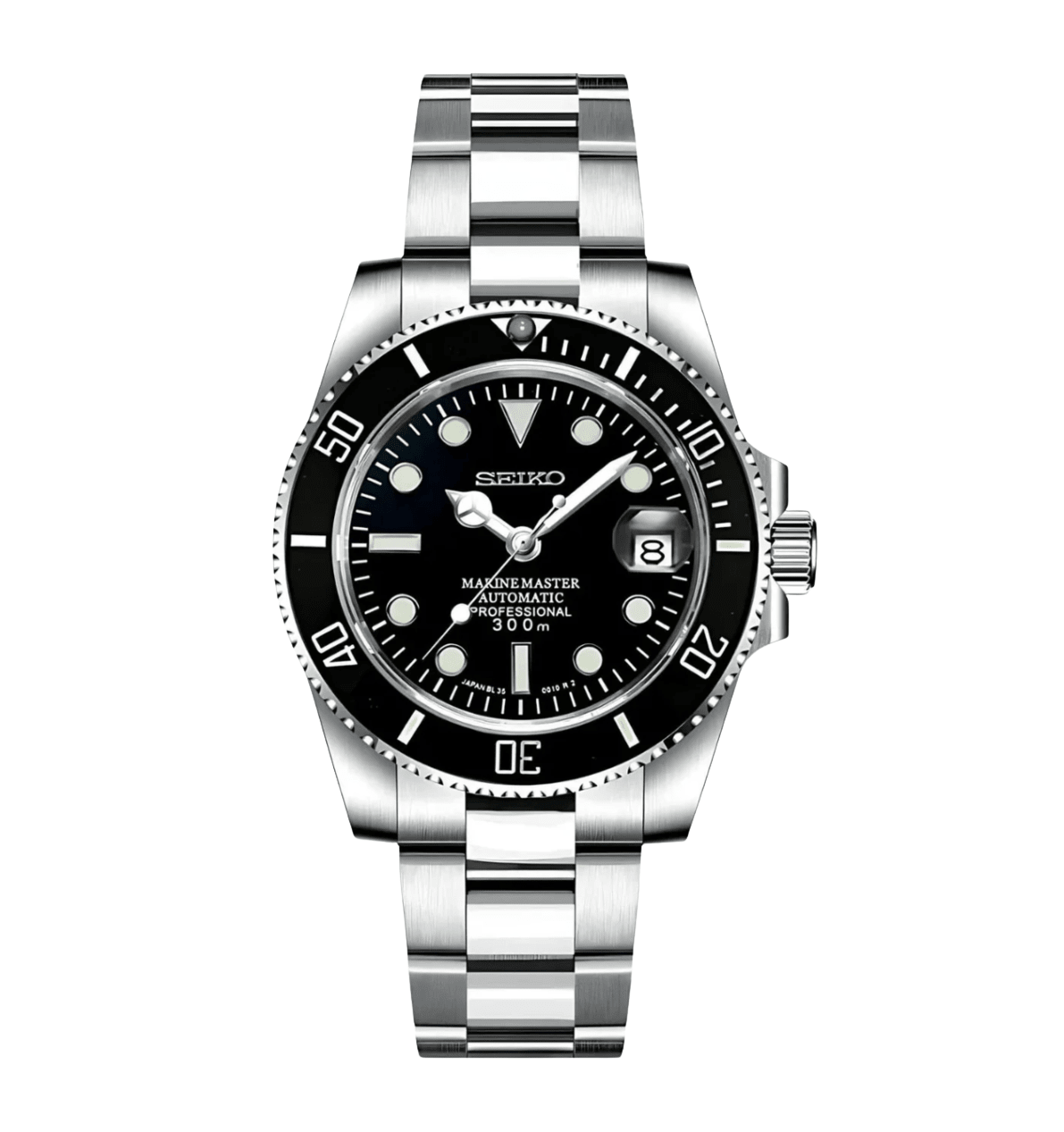 Seiko Mod Submariner Black - Watches By Cody