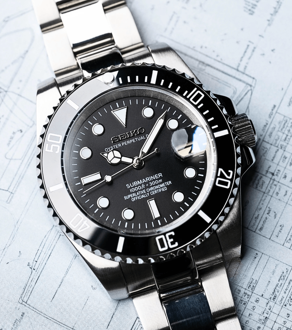 Seiko Mod Submariner Black - Watches By Cody