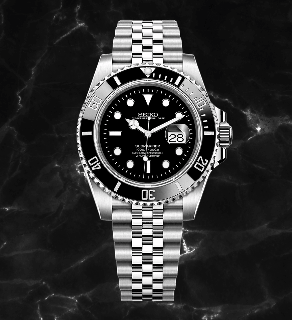 Seiko Mod Submariner Black - Watches By Cody