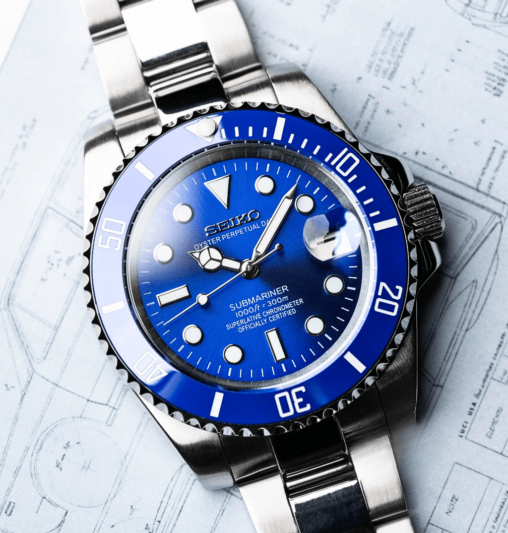 Seiko Mod Submariner Blue - Watches By Cody