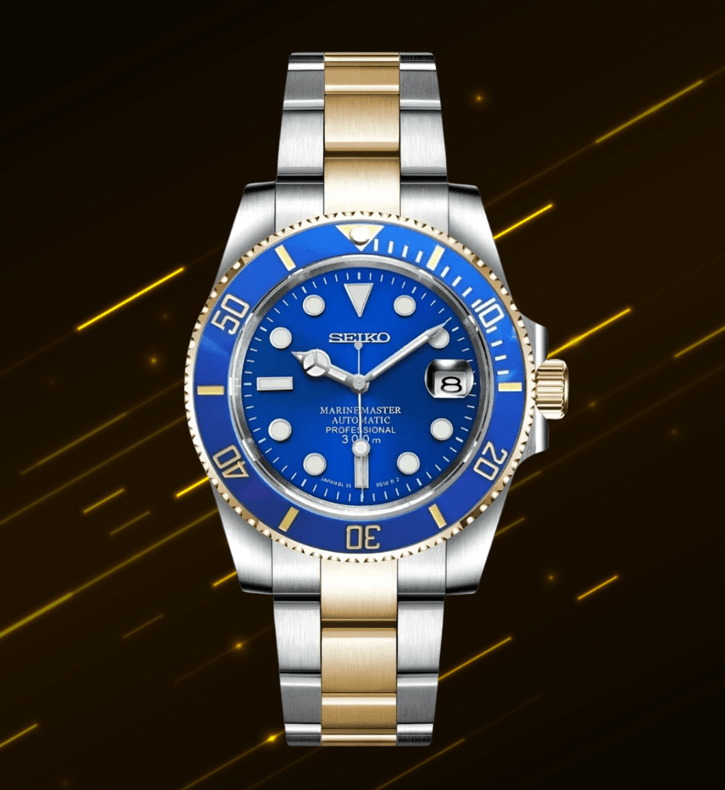 Seiko Mod Submariner Two - tone Blue - Watches By Cody