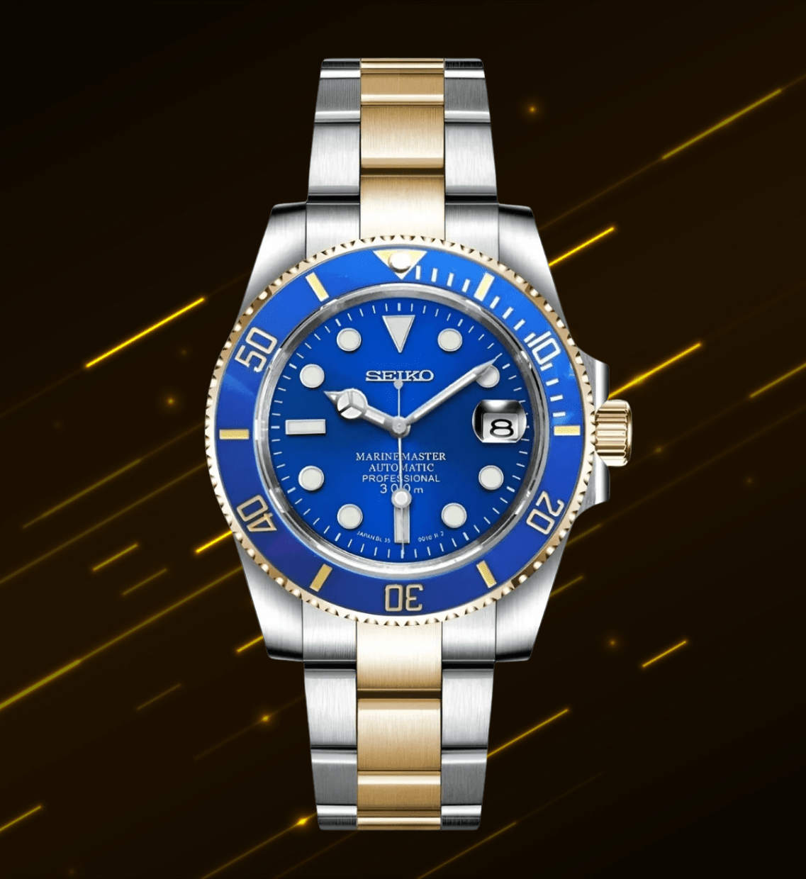 Seiko Mod Submariner Two - tone Blue - Watches By Cody