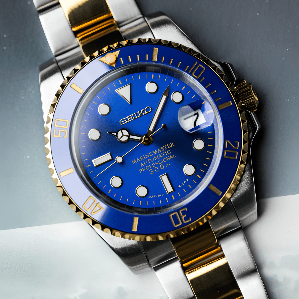 Seiko Mod Submariner Two-tone Blue - Watches By Cody