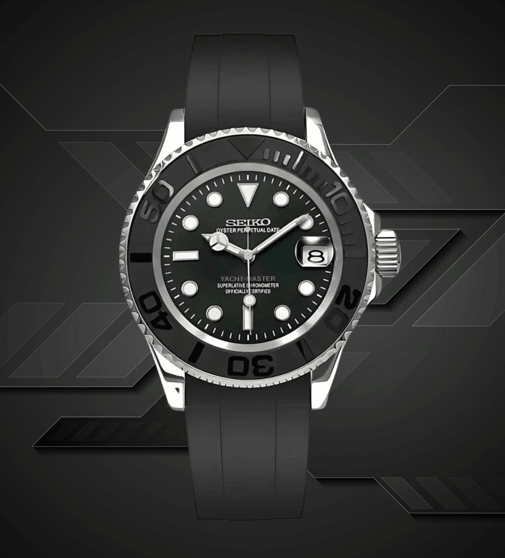 Seiko Mod Yacht Master Black - Watches By Cody