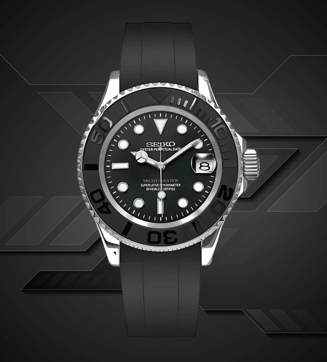 Seiko Mod Yacht Master Black - Watches By Cody