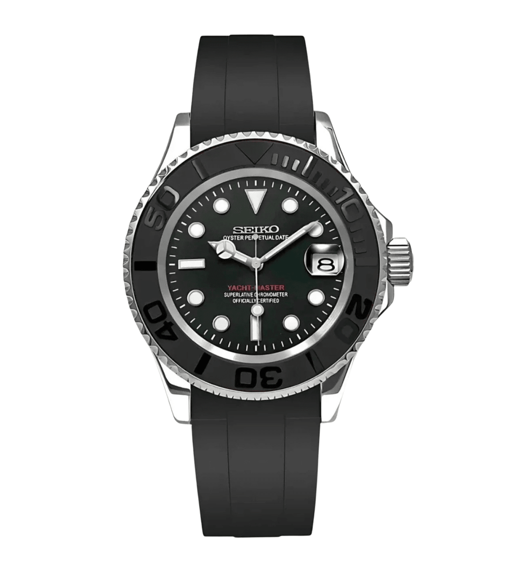 Seiko Mod Yacht Master Black - Watches By Cody