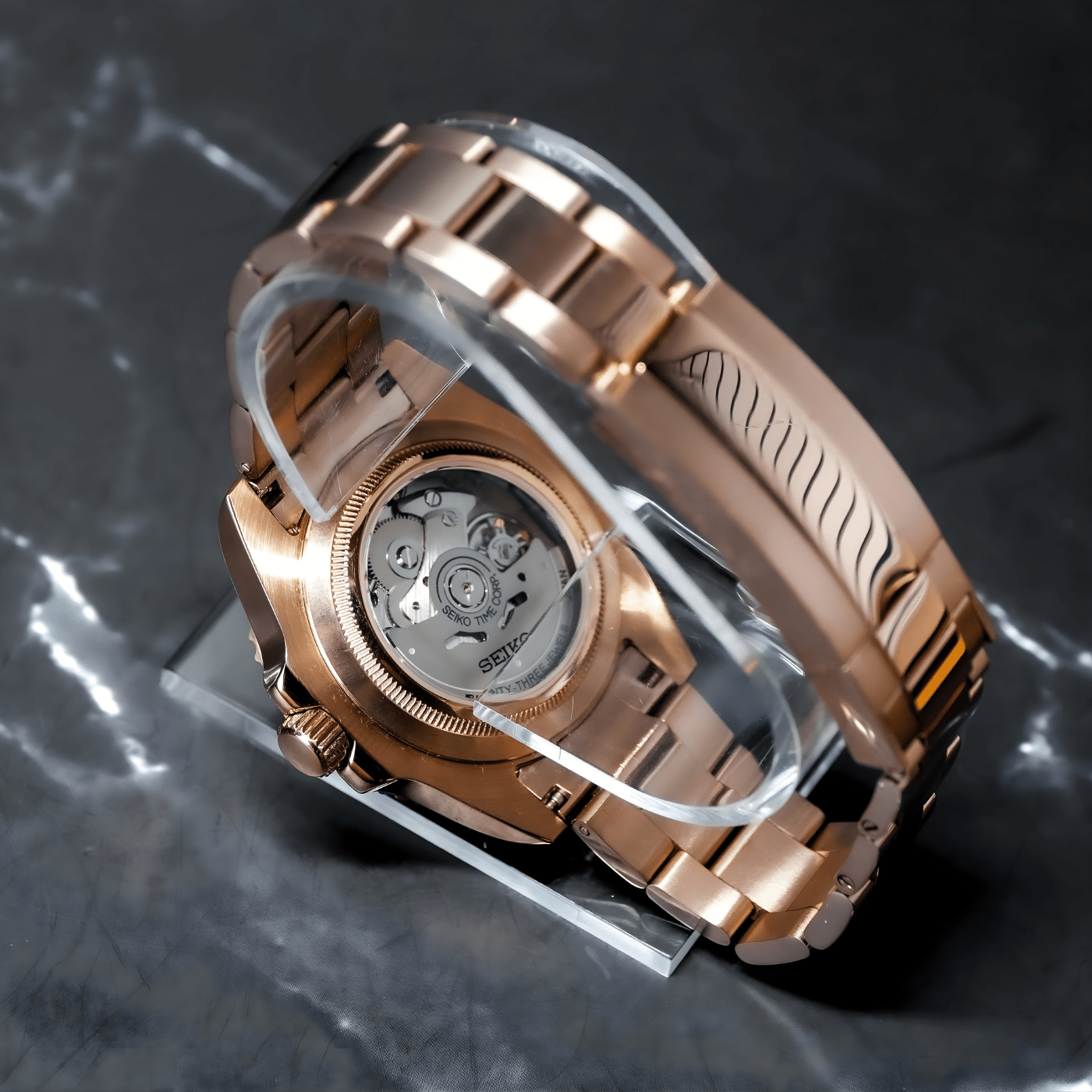 Seiko Mod Yacht Master RG Black - Watches By Cody