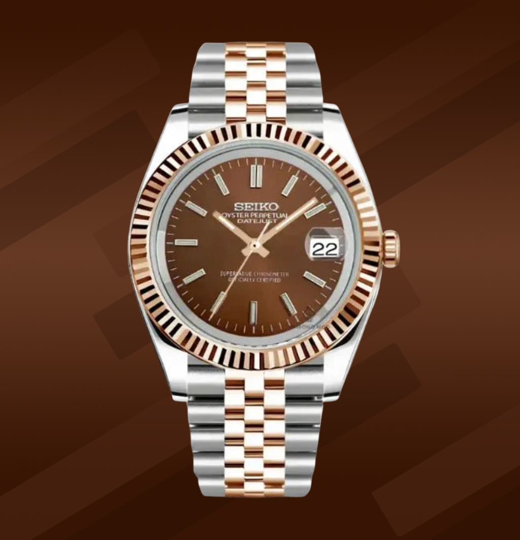 Seiko Mod Datejust Twotone Chocolate