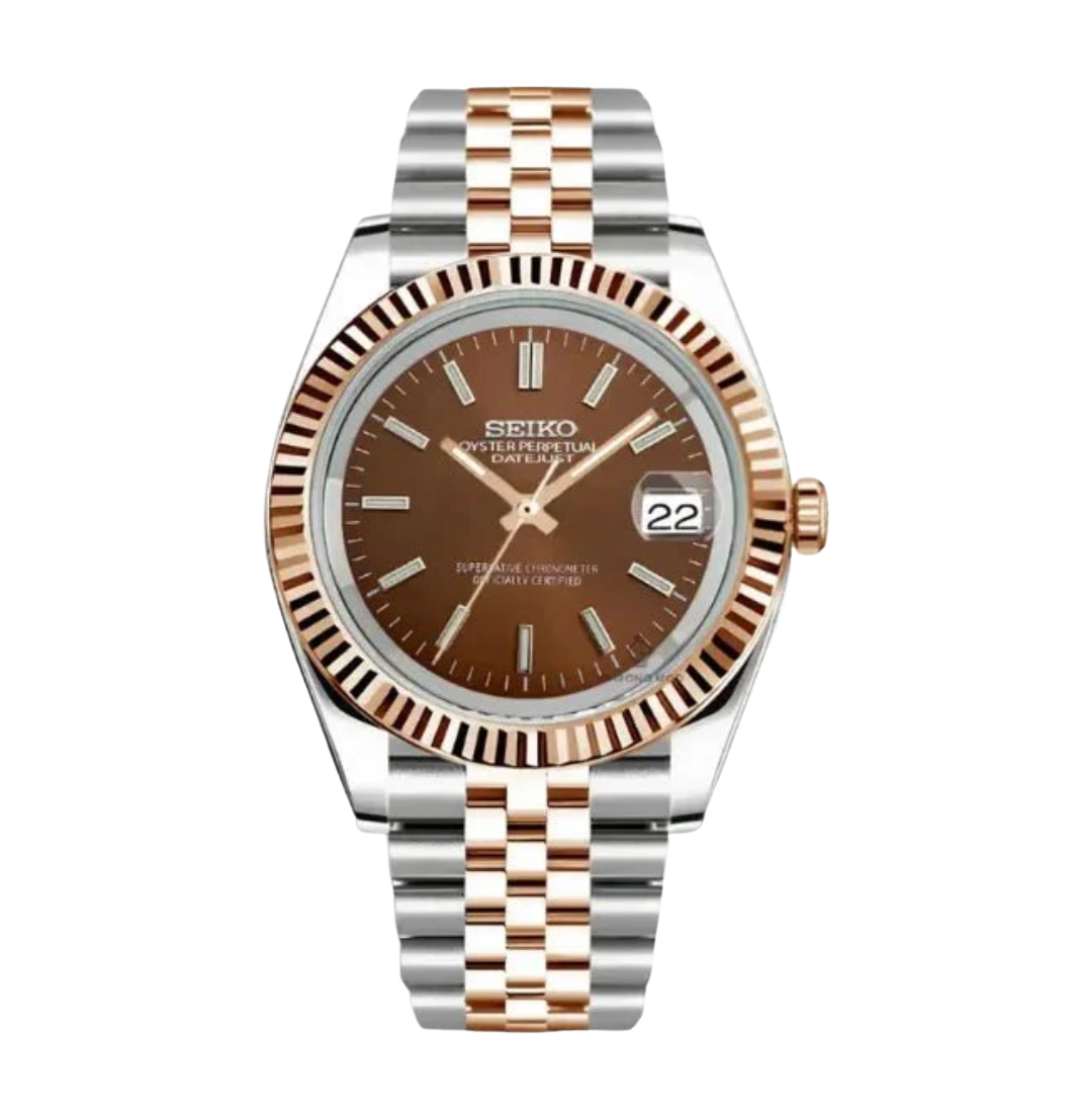 Seiko Mod Datejust Twotone Chocolate